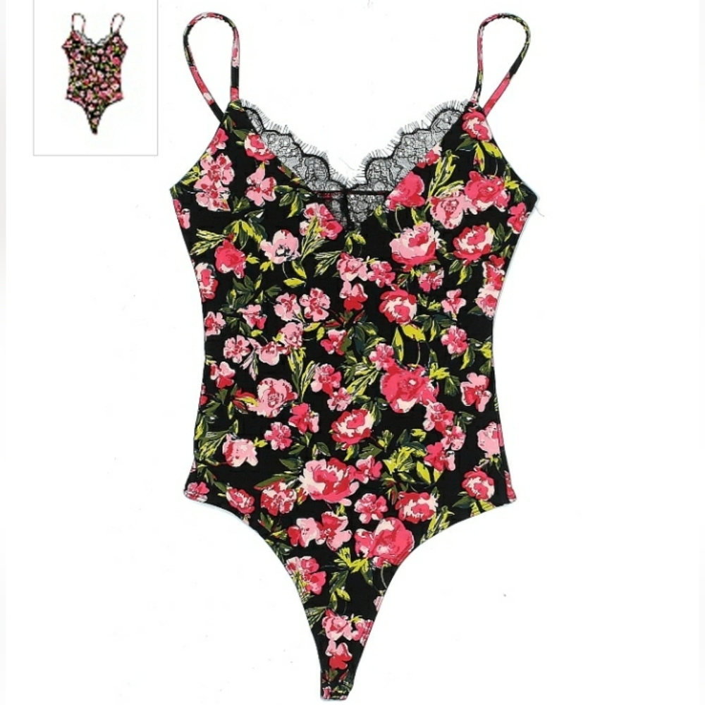 🌱NWOT Leith Floral Trimmed BodySuit Size XS